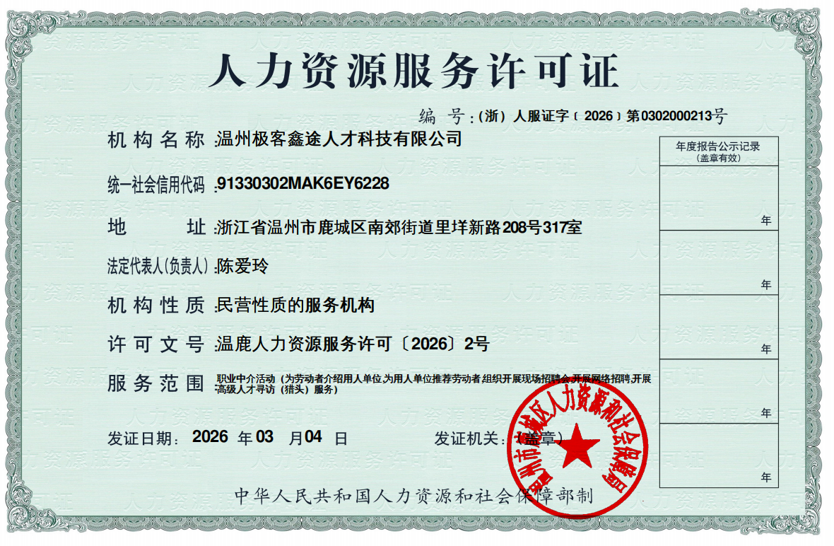 人力资源服务许可证